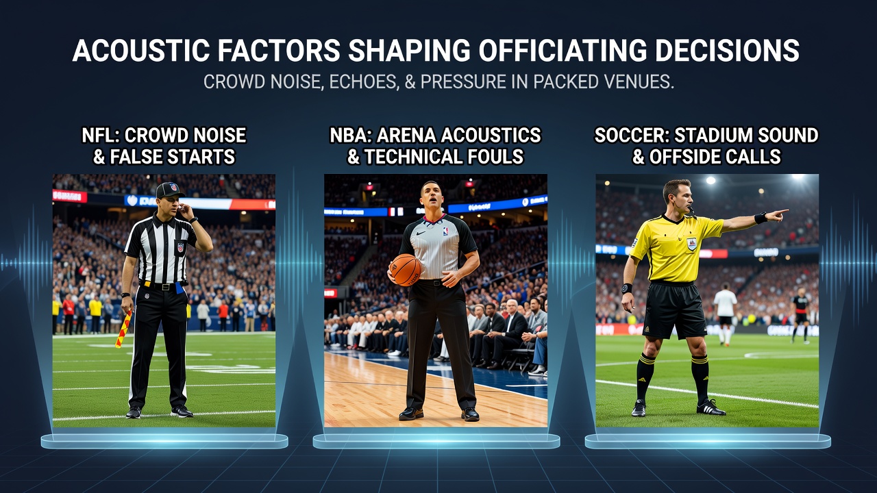 Packed NFL stadium crowd generating intense noise levels during a key officiating moment