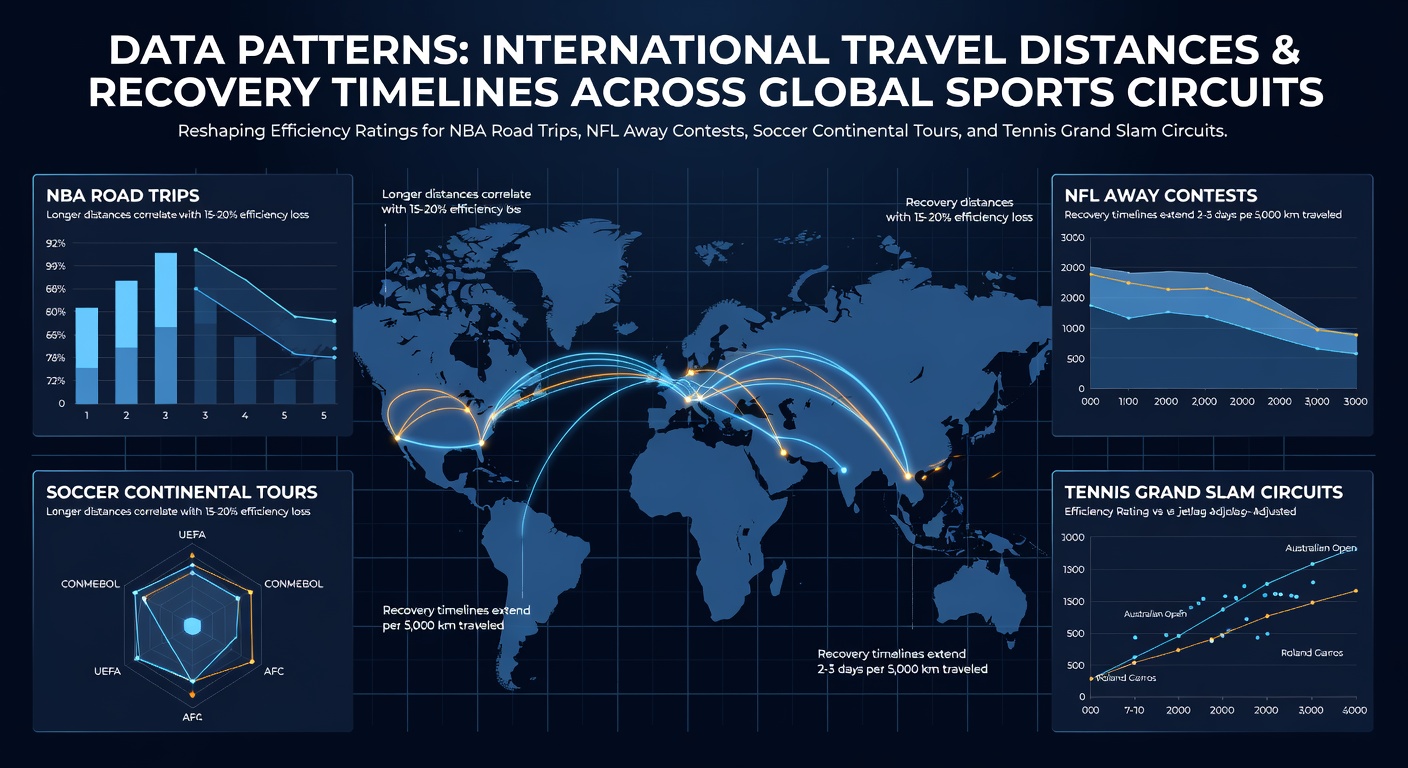 Athletes navigating airport terminals during international sports travel, highlighting recovery challenges in NBA, NFL, soccer, and tennis circuits