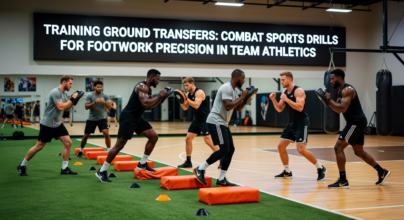Athletes executing lateral movement patterns adapted from boxing and MMA during team training sessions